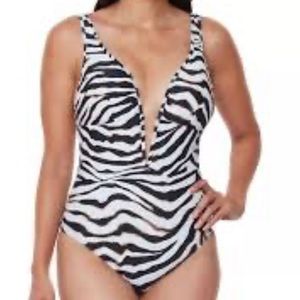 Bar III One Piece Swimsuit Zebra Print